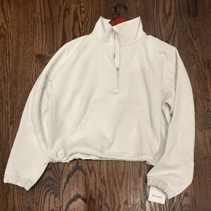 NWT Lululemon Brushed Softstreme Ribbed Half Zip Bone, Size 12, original $128